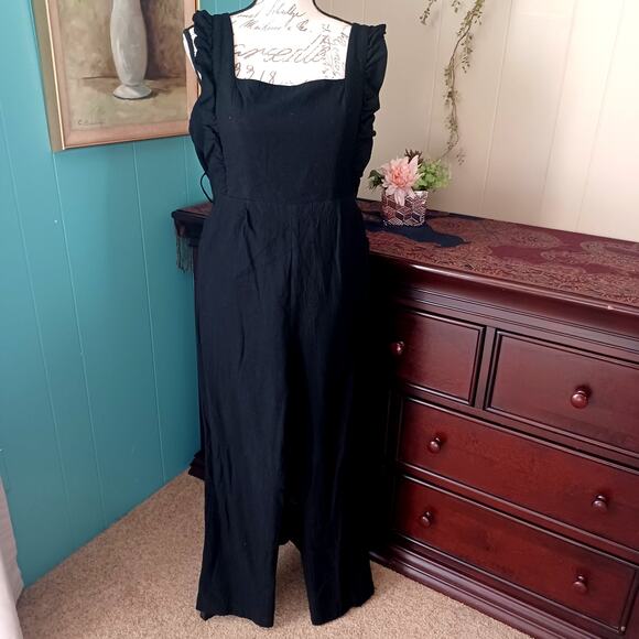 Selfie Leslie Pants - Selfie Leslie Black Cotton Jumpsuit Straight With Pockets Double Lined XL